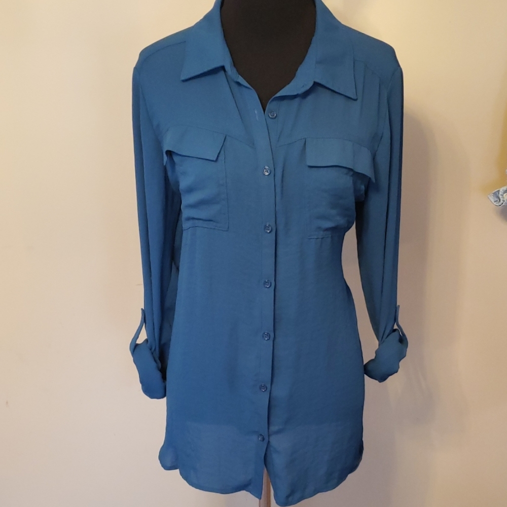 Teal a.n.a. Button-Down Chiffon-Feel